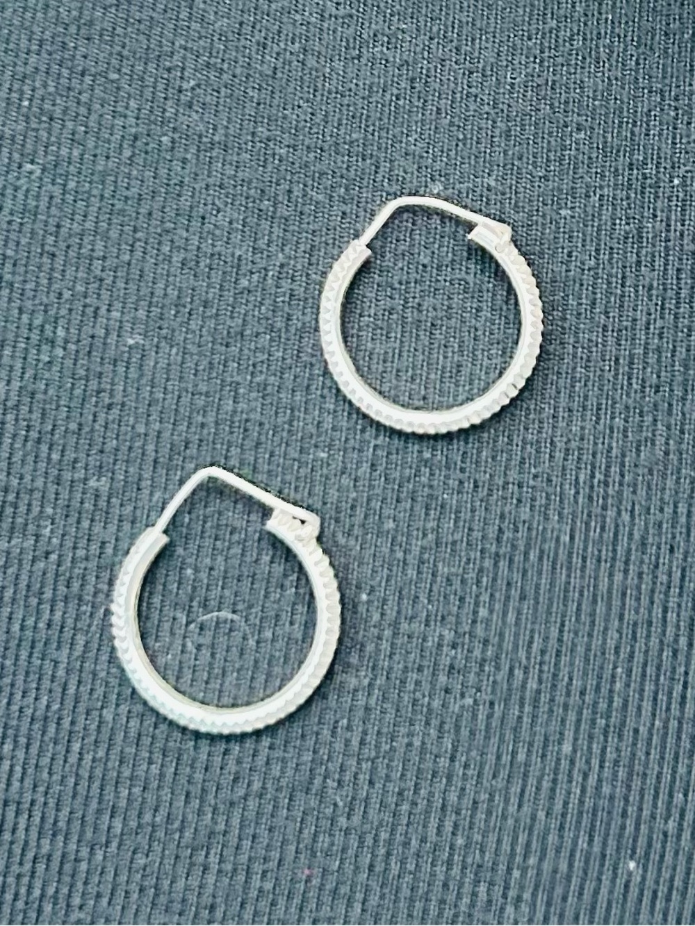 Textured Sterling Silver 925 Hoop Earrings
